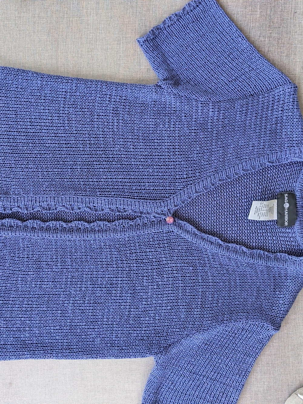 Sag Harbor Periwinkle Knit Short-Sleeve Cardigan